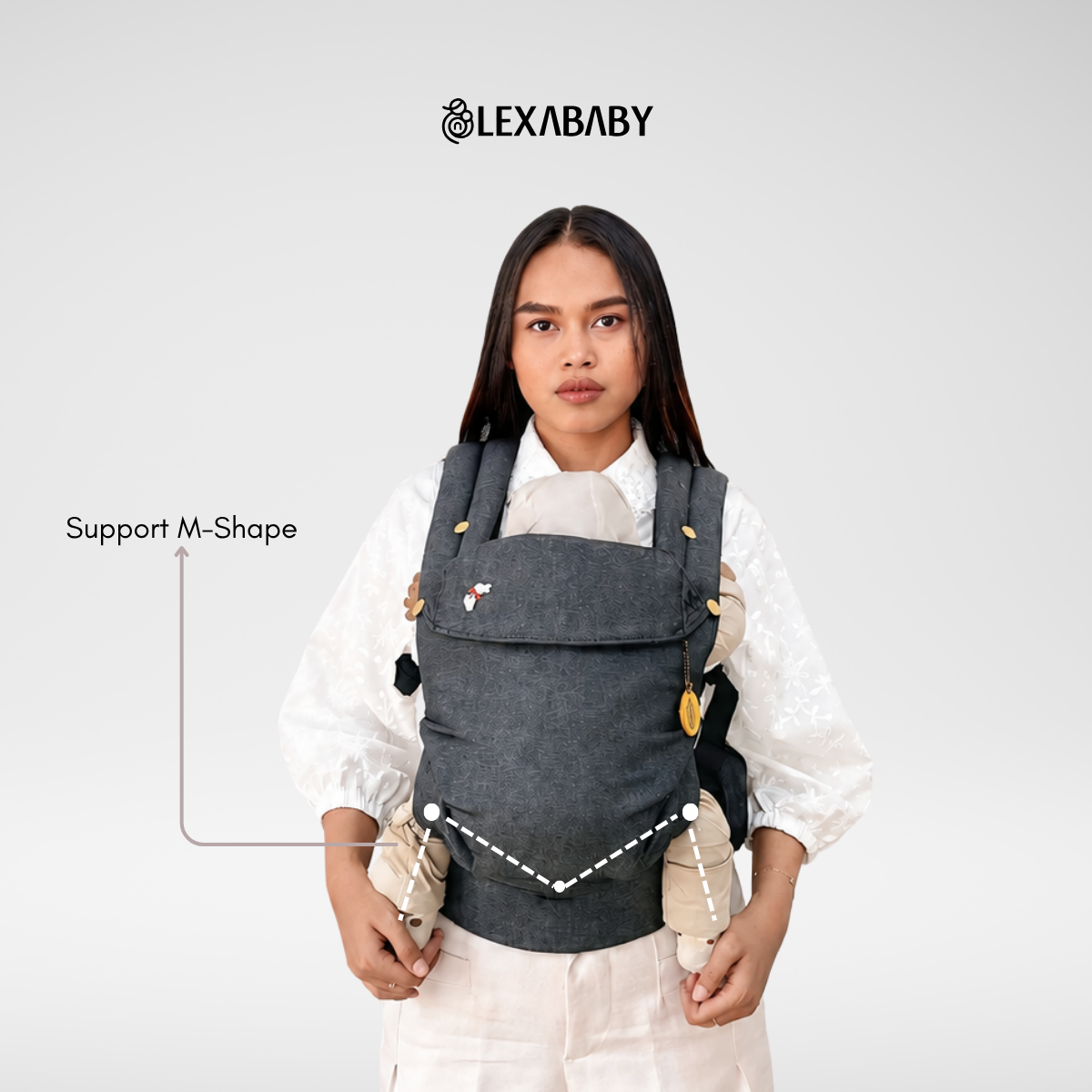Gendongan bayi Mshape hadap depan newborn sampai 2 tahun lexa Denim series by nanababycarrier