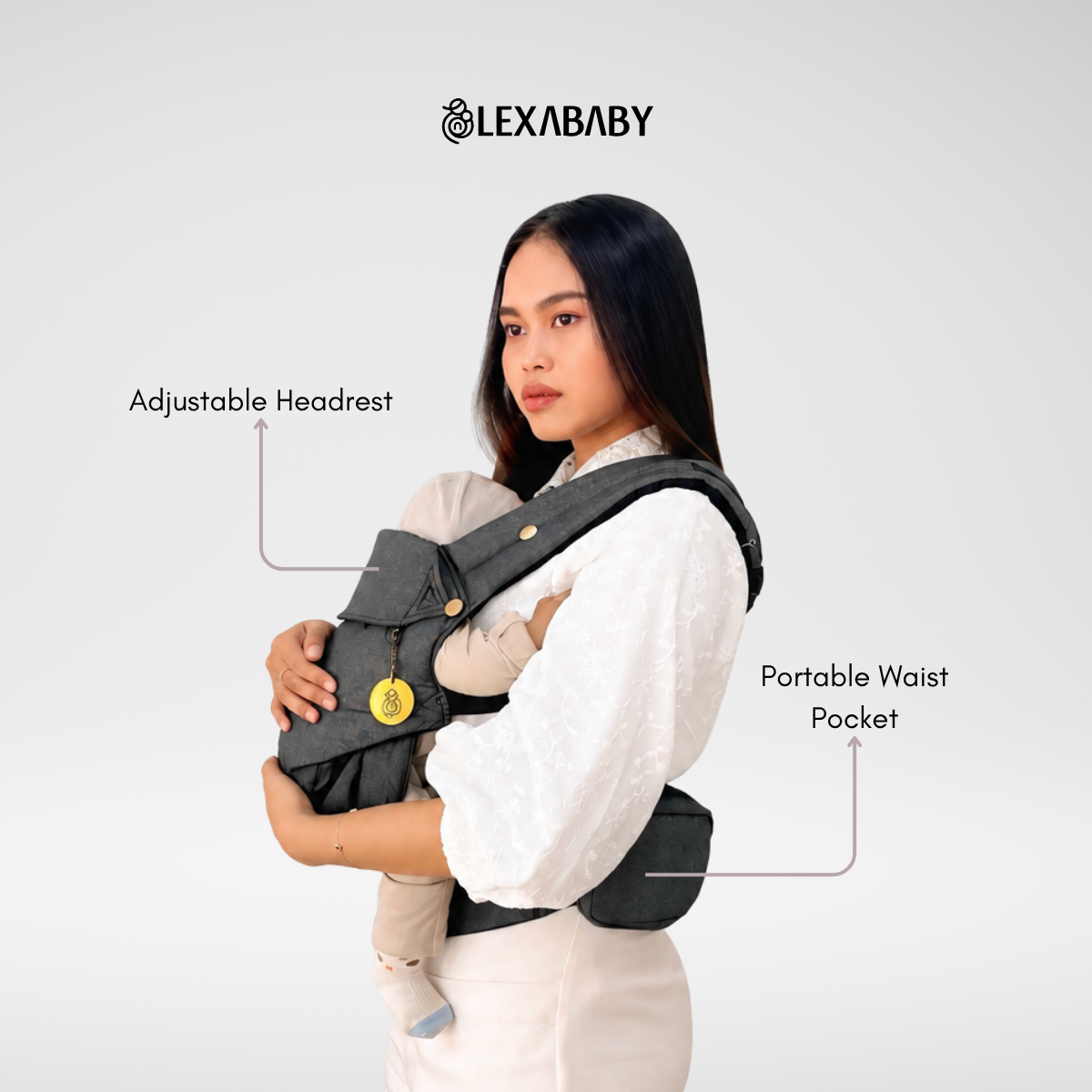 Gendongan bayi Mshape hadap depan newborn sampai 2 tahun lexa Denim series by nanababycarrier