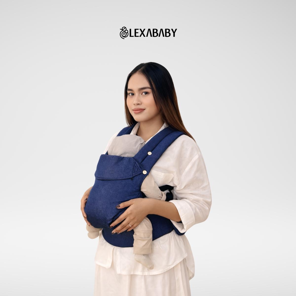 Gendongan bayi Mshape hadap depan newborn sampai 2 tahun lexa Denim series by nanababycarrier