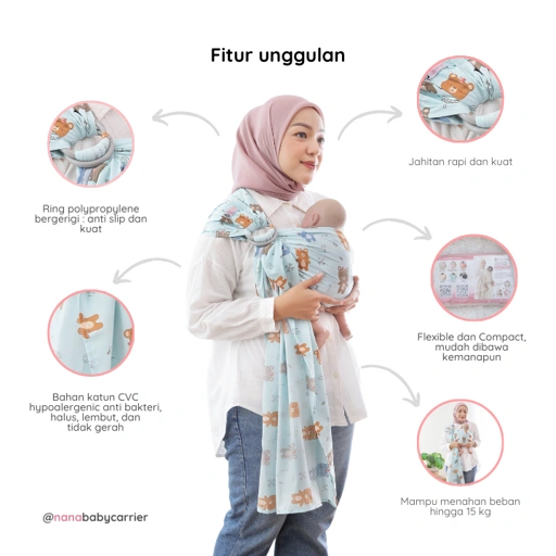 Image of Ringsling Kalina by nanababycarrier - gendongan bayi Ringsling M-shape newborn - 2 tahun
