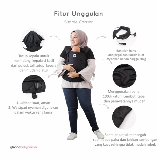 Image of Simpelina reguler polos by Nanababycarrier - gendongan bayi SSC M-shape 4 bulan - 2 tahun