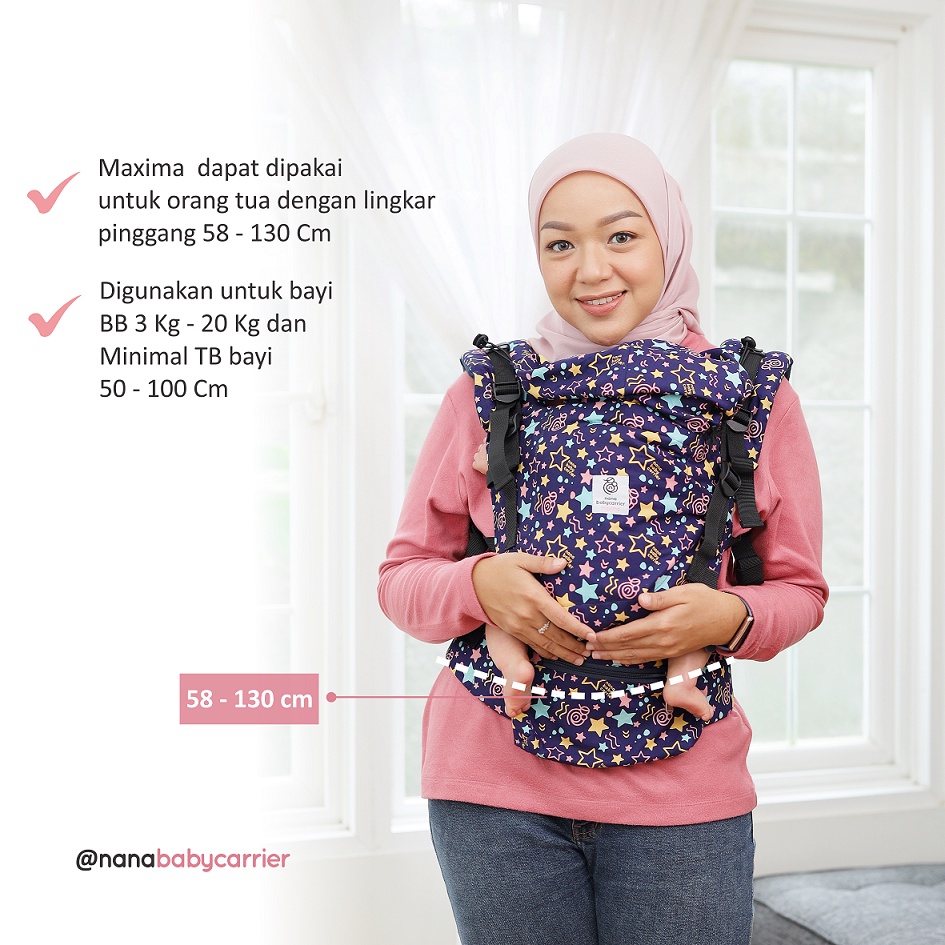 Maxima reguler motif by Nanababycarrier - gendongan bayi SSC M-shape newborn - 2 tahun