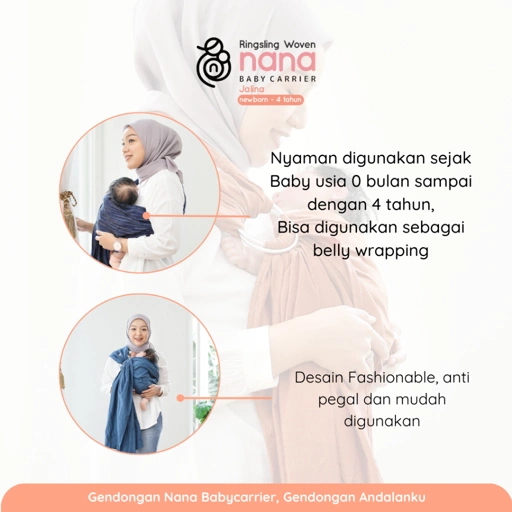 Image of Jalina full tenun by Nanababycarrier - gendongan bayi Ringsling M-shape newborn - 4 tahun