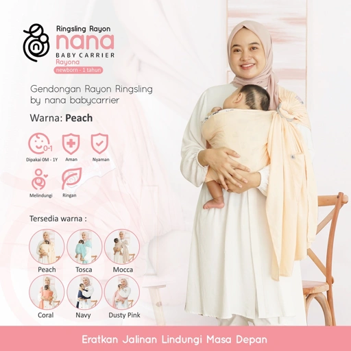 Image of Rayona full katun by Nanababycarrier - gendongan bayi Ringsling M-shape newborn - 1 tahun