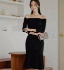 mididress scuba hitam - VA2137
