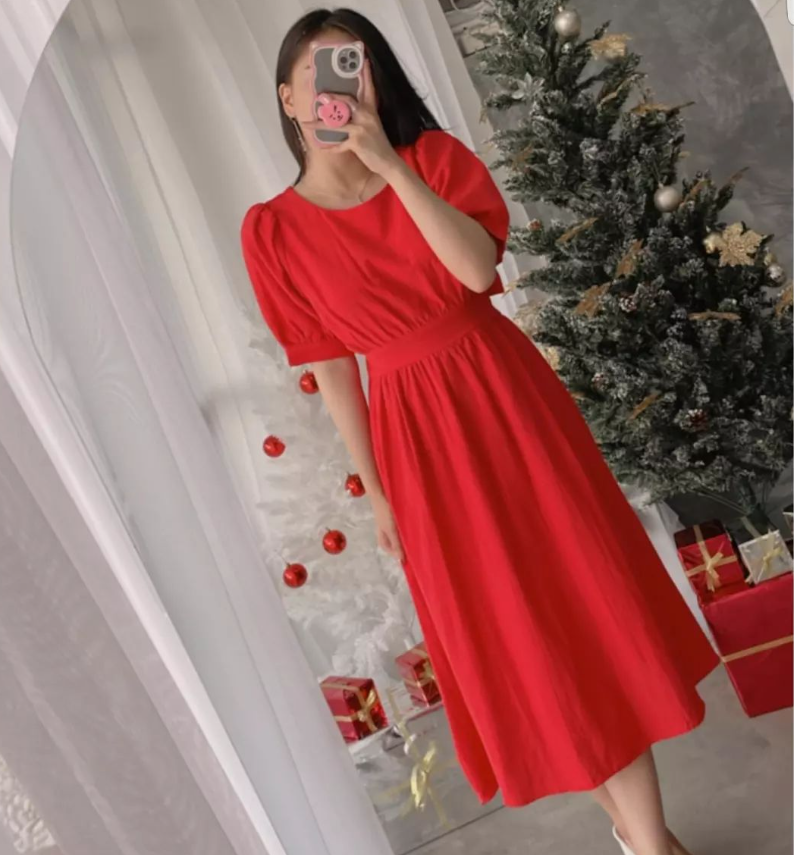 Longdress SCUBA MERAH - VA2131