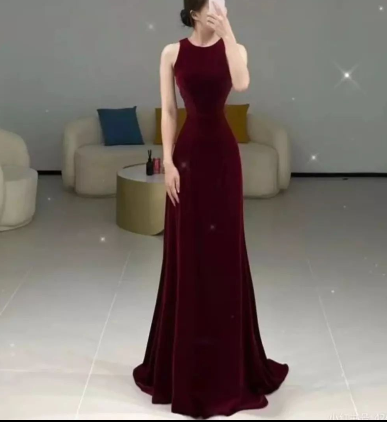 longdress velvet maroon - VA2141
