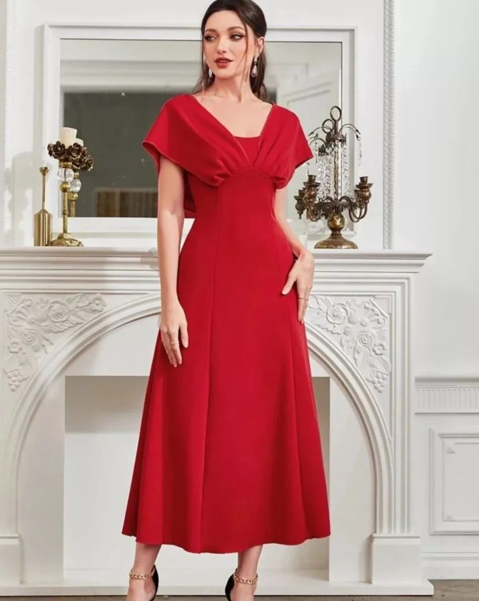 LONGDRESS SCUBA MERAH - VA2117