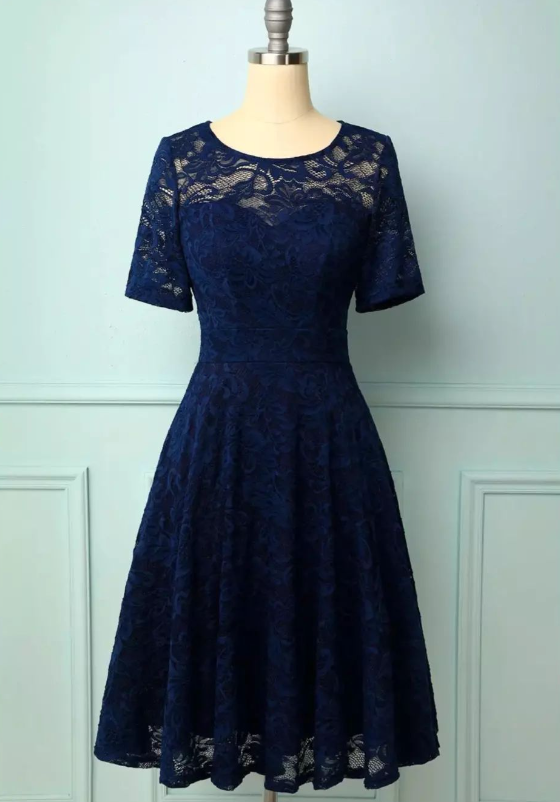 MIDIDRESS BRUKAT STRETCH LAPIS SCUBA - VA2145