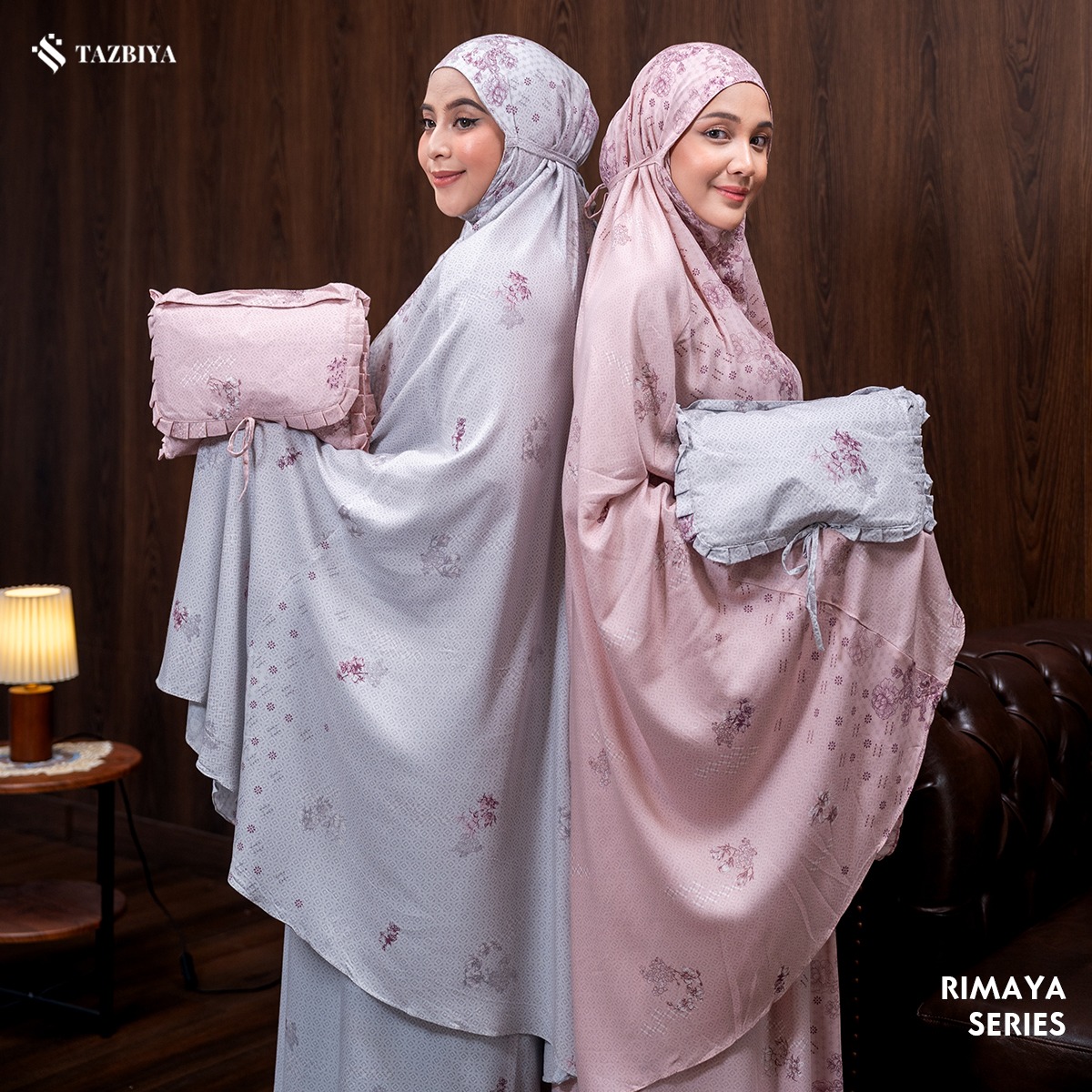 TAZBIYA - Mukena RIMAYA Series (Mukena Dewasa Motif Bunga Bahan Rayon)