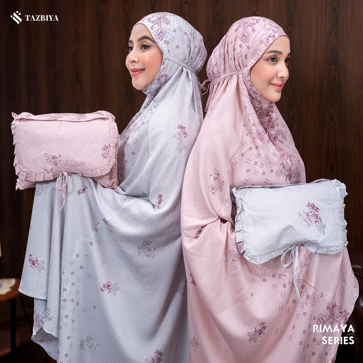 TAZBIYA - Mukena RIMAYA Series (Mukena Dewasa Motif Bunga Bahan Rayon)