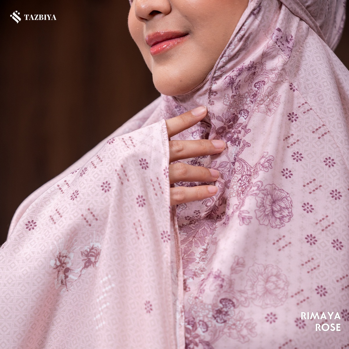 TAZBIYA - Mukena RIMAYA Series (Mukena Dewasa Motif Bunga Bahan Rayon)