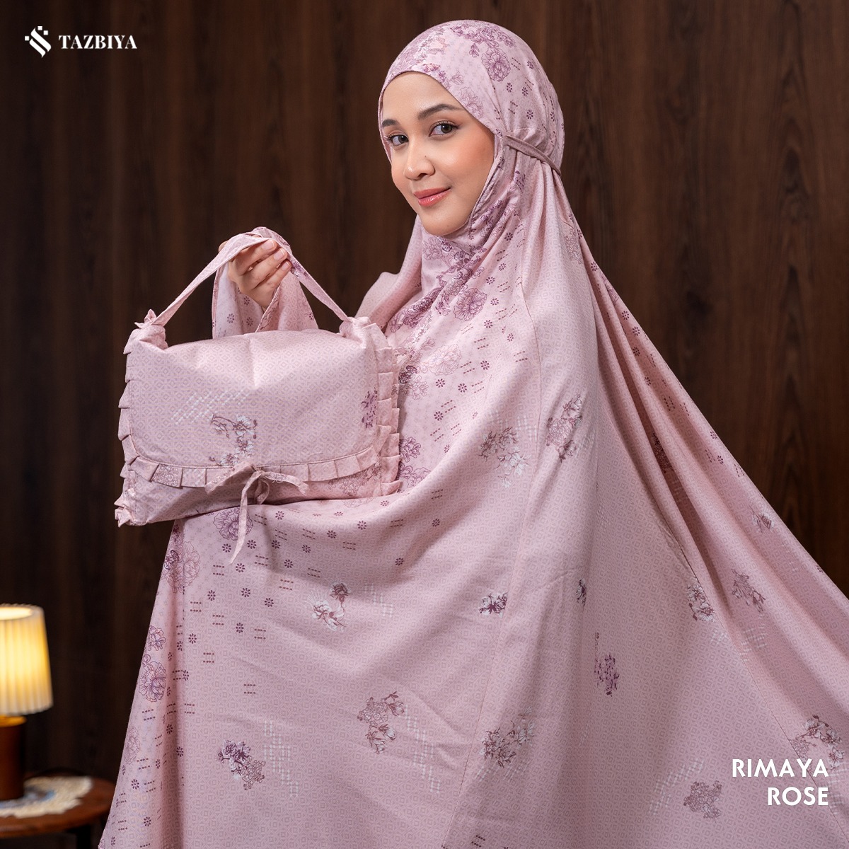 TAZBIYA - Mukena RIMAYA Series (Mukena Dewasa Motif Bunga Bahan Rayon)