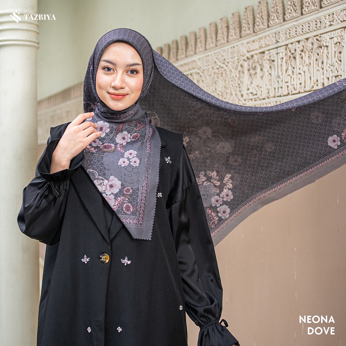 HIJAB SCARF BY TAZBIYA MOTIF NEONA I HIJAB VOAL LASER CUT