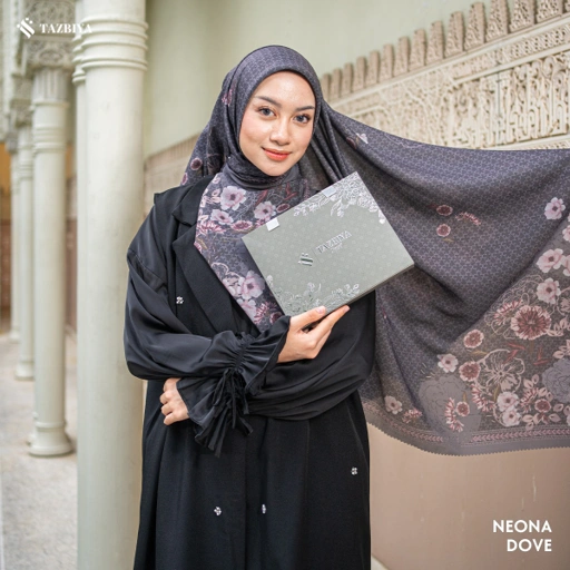 Image of HIJAB SCARF BY TAZBIYA MOTIF NEONA I HIJAB VOAL LASER CUT