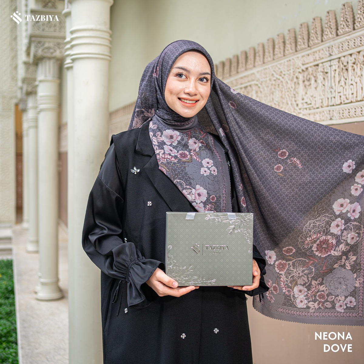 HIJAB SCARF BY TAZBIYA MOTIF NEONA I HIJAB VOAL LASER CUT