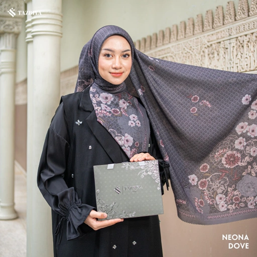 Image of HIJAB SCARF BY TAZBIYA MOTIF NEONA I HIJAB VOAL LASER CUT