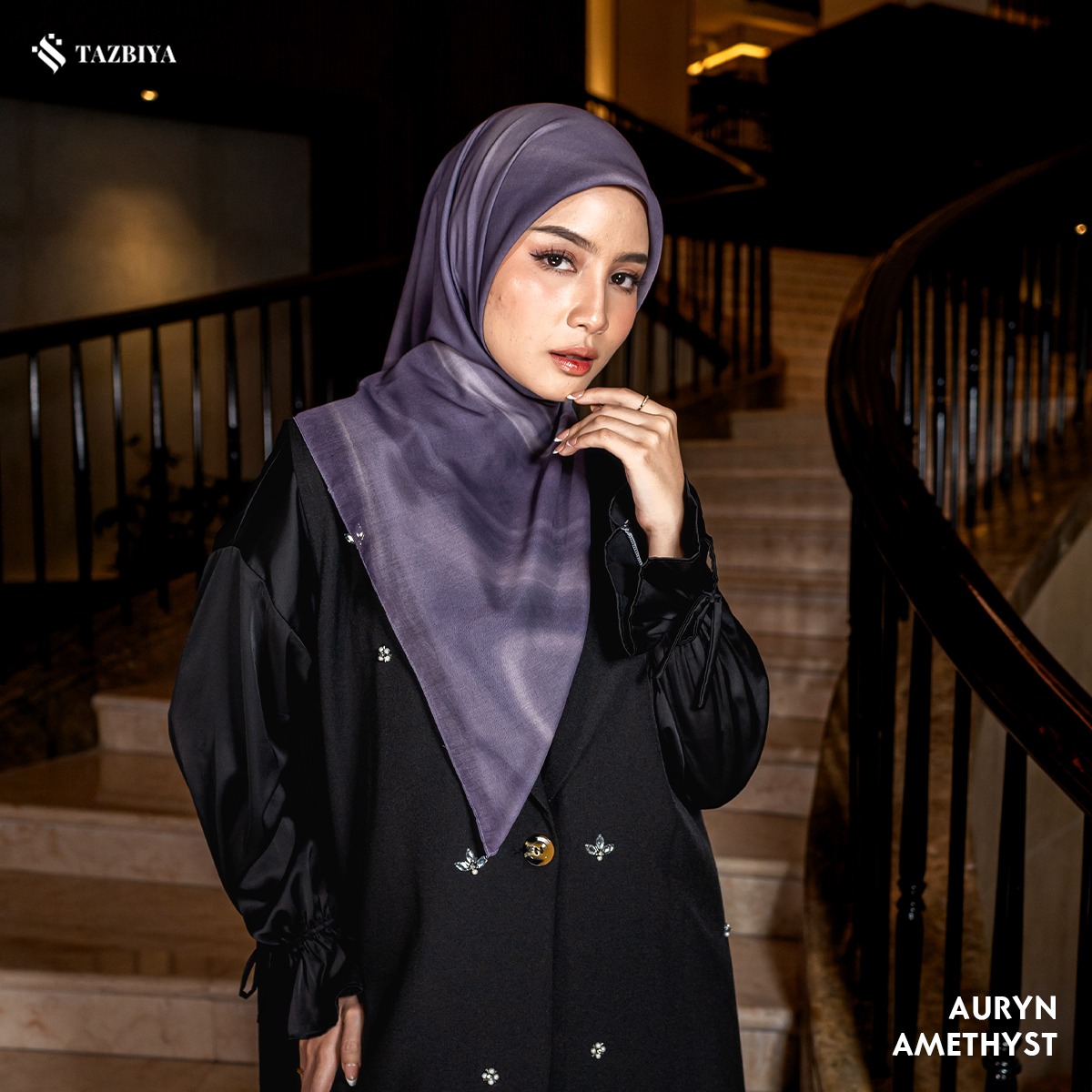 [NEW!] TAZBIYA SCARF AURYN VOAL ULTRAFINE SERIES I HIJAB VOAL SQUARE MOTIF JAHIT TEPI I JILBAB SEGI EMPAT MOTIF 115 x 115