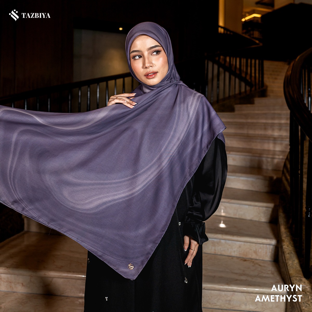 [NEW!] TAZBIYA SCARF AURYN VOAL ULTRAFINE SERIES I HIJAB VOAL SQUARE MOTIF JAHIT TEPI I JILBAB SEGI EMPAT MOTIF 115 x 115