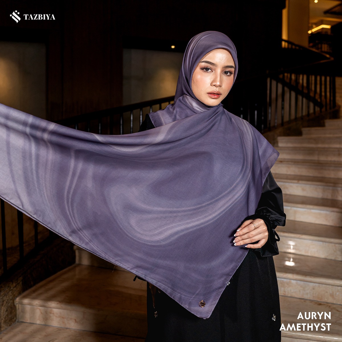 [NEW!] TAZBIYA SCARF AURYN VOAL ULTRAFINE SERIES I HIJAB VOAL SQUARE MOTIF JAHIT TEPI I JILBAB SEGI EMPAT MOTIF 115 x 115