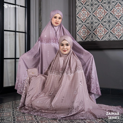 Image of TAZBIYA MUKENA TRAVEL 2IN1 ZAINAB SERIES | Mukena Travel Dewasa Motif