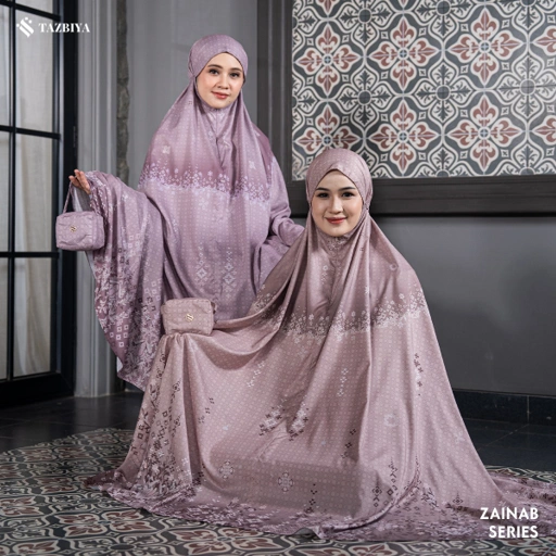 Image of TAZBIYA MUKENA TRAVEL 2IN1 ZAINAB SERIES | Mukena Travel Dewasa Motif