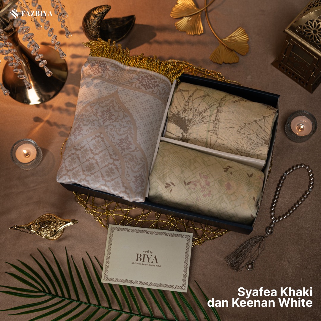 TAZBIYA GIFT COUPLE BUNDLING SET MUKENA DAN SAJADAH BUSA DEWASA I Hadiah Pernikahan I Paket Seserahan