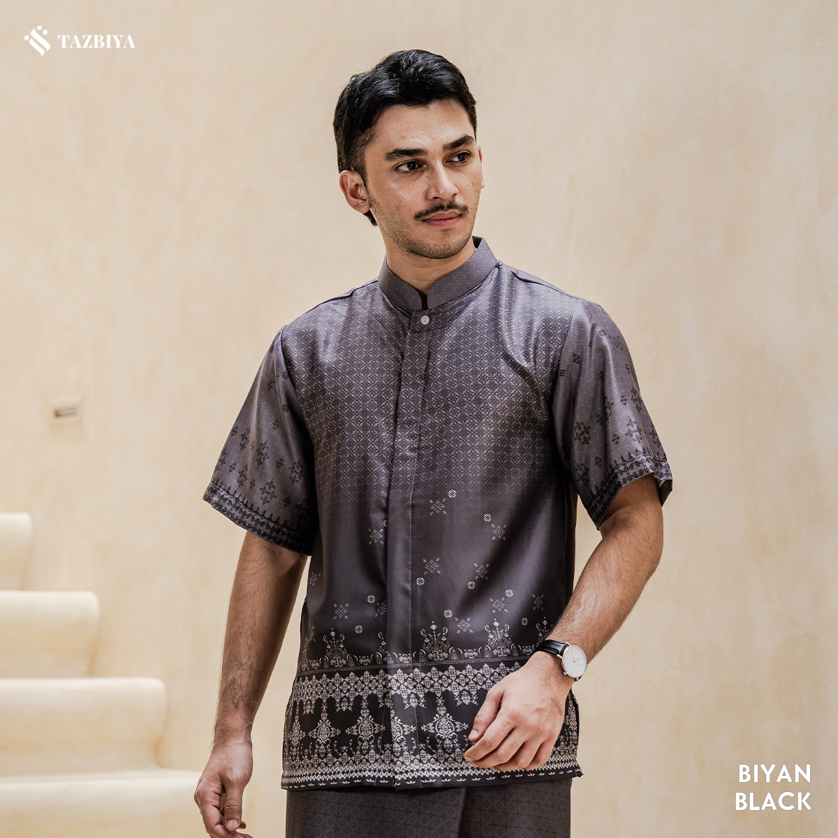TAZBIYA KOKO DEWASA BIYAN SERIES | KOKO LENGAN PENDEK MOTIF | KOKO PRIA DEWASA | KEMEJA MUSLIM DEWASA MODERN