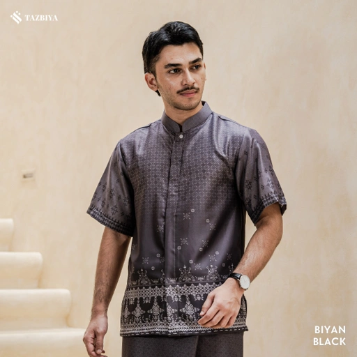 Image of TAZBIYA KOKO DEWASA BIYAN SERIES | KOKO LENGAN PENDEK MOTIF | KOKO PRIA DEWASA | KEMEJA MUSLIM DEWASA MODERN