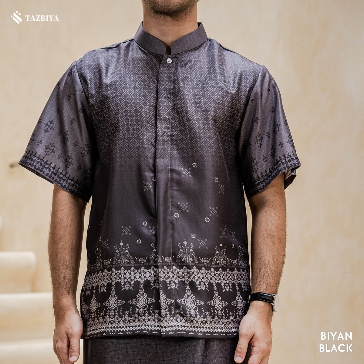 TAZBIYA KOKO DEWASA BIYAN SERIES | KOKO LENGAN PENDEK MOTIF | KOKO PRIA DEWASA | KEMEJA MUSLIM DEWASA MODERN