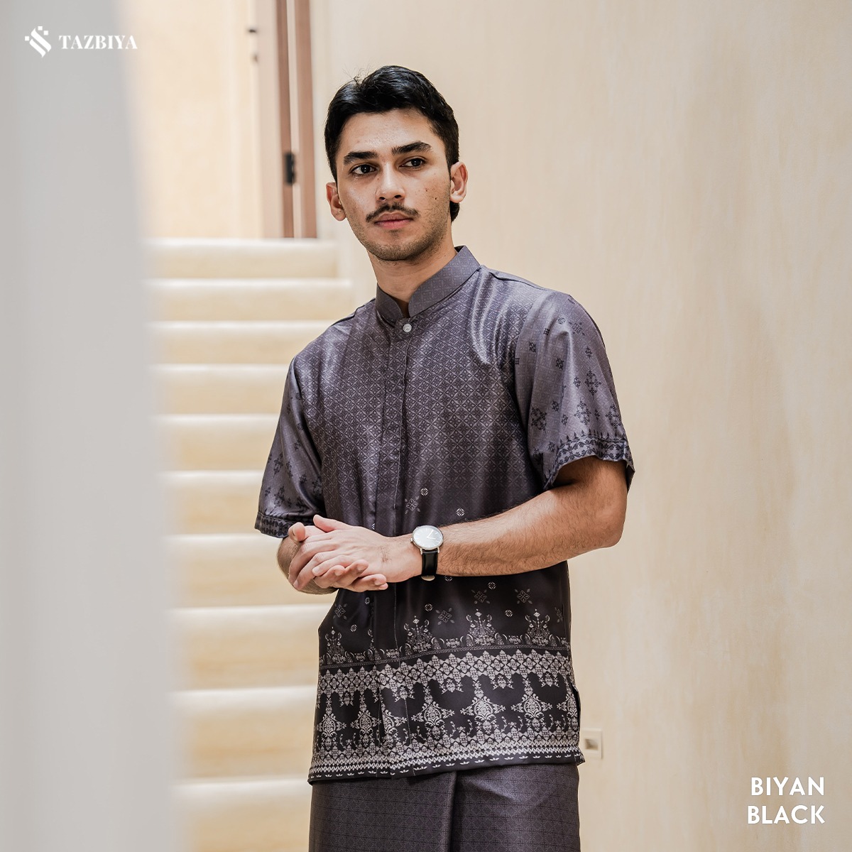 TAZBIYA KOKO DEWASA BIYAN SERIES | KOKO LENGAN PENDEK MOTIF | KOKO PRIA DEWASA | KEMEJA MUSLIM DEWASA MODERN