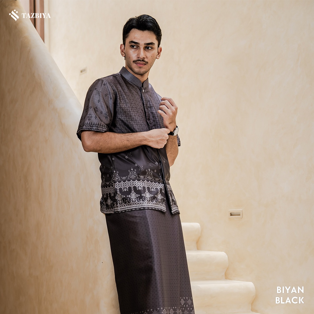 TAZBIYA KOKO DEWASA BIYAN SERIES | KOKO LENGAN PENDEK MOTIF | KOKO PRIA DEWASA | KEMEJA MUSLIM DEWASA MODERN