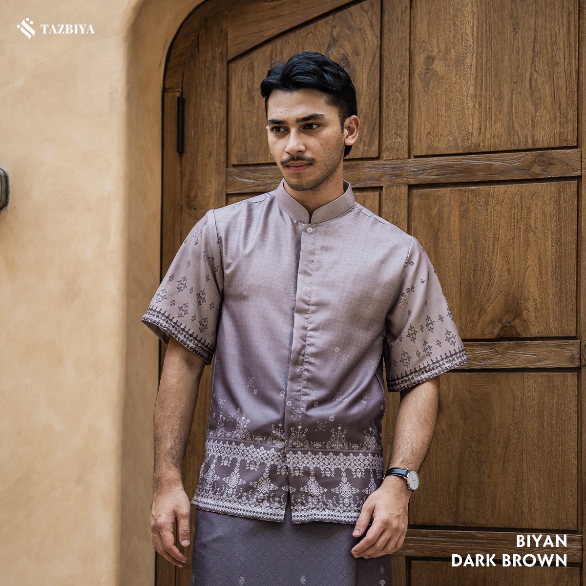 TAZBIYA KOKO DEWASA BIYAN SERIES | KOKO LENGAN PENDEK MOTIF | KOKO PRIA DEWASA | KEMEJA MUSLIM DEWASA MODERN