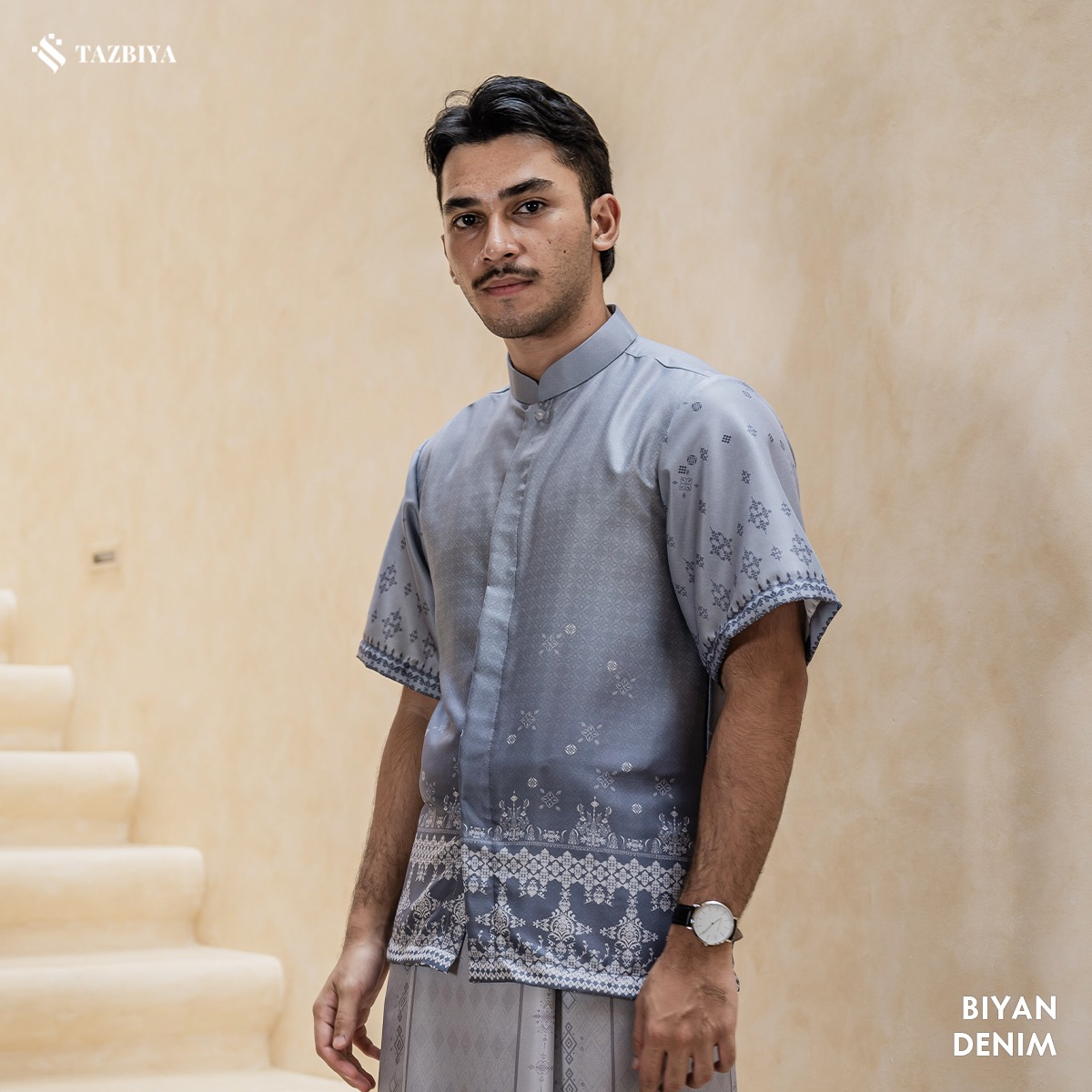 TAZBIYA KOKO DEWASA BIYAN SERIES | KOKO LENGAN PENDEK MOTIF | KOKO PRIA DEWASA | KEMEJA MUSLIM DEWASA MODERN