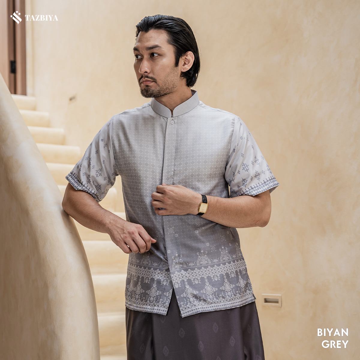 TAZBIYA KOKO DEWASA BIYAN SERIES | KOKO LENGAN PENDEK MOTIF | KOKO PRIA DEWASA | KEMEJA MUSLIM DEWASA MODERN