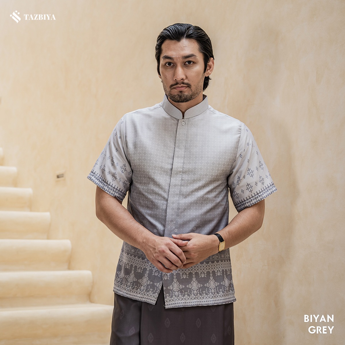 TAZBIYA KOKO DEWASA BIYAN SERIES | KOKO LENGAN PENDEK MOTIF | KOKO PRIA DEWASA | KEMEJA MUSLIM DEWASA MODERN