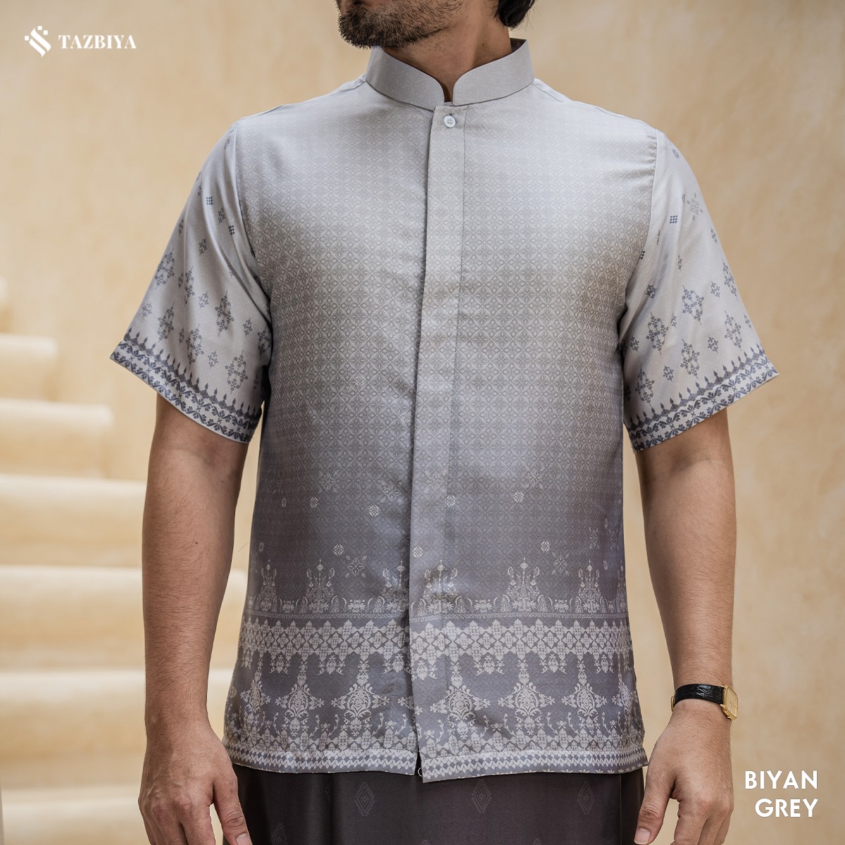 TAZBIYA KOKO DEWASA BIYAN SERIES | KOKO LENGAN PENDEK MOTIF | KOKO PRIA DEWASA | KEMEJA MUSLIM DEWASA MODERN