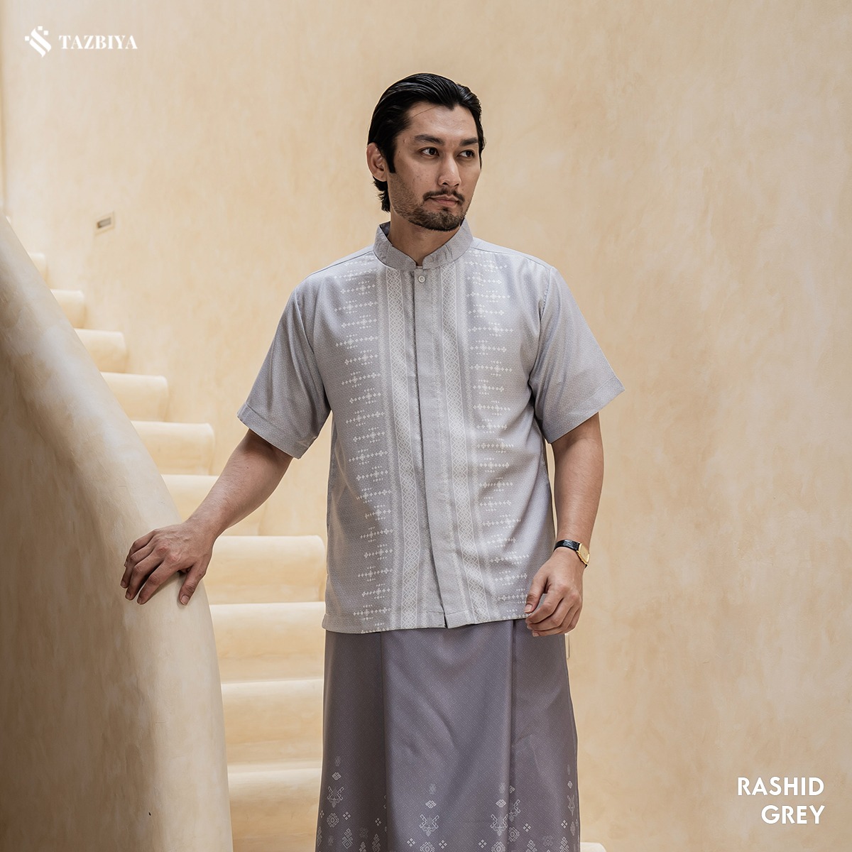 TAZBIYA KOKO DEWASA RASHID SERIES | KOKO LENGAN PENDEK MOTIF | KOKO PRIA DEWASA | KEMEJA MUSLIM DEWASA MODERN