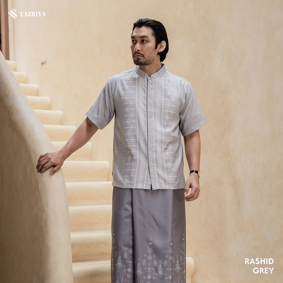 TAZBIYA KOKO DEWASA RASHID SERIES | KOKO LENGAN PENDEK MOTIF | KOKO PRIA DEWASA | KEMEJA MUSLIM DEWASA MODERN