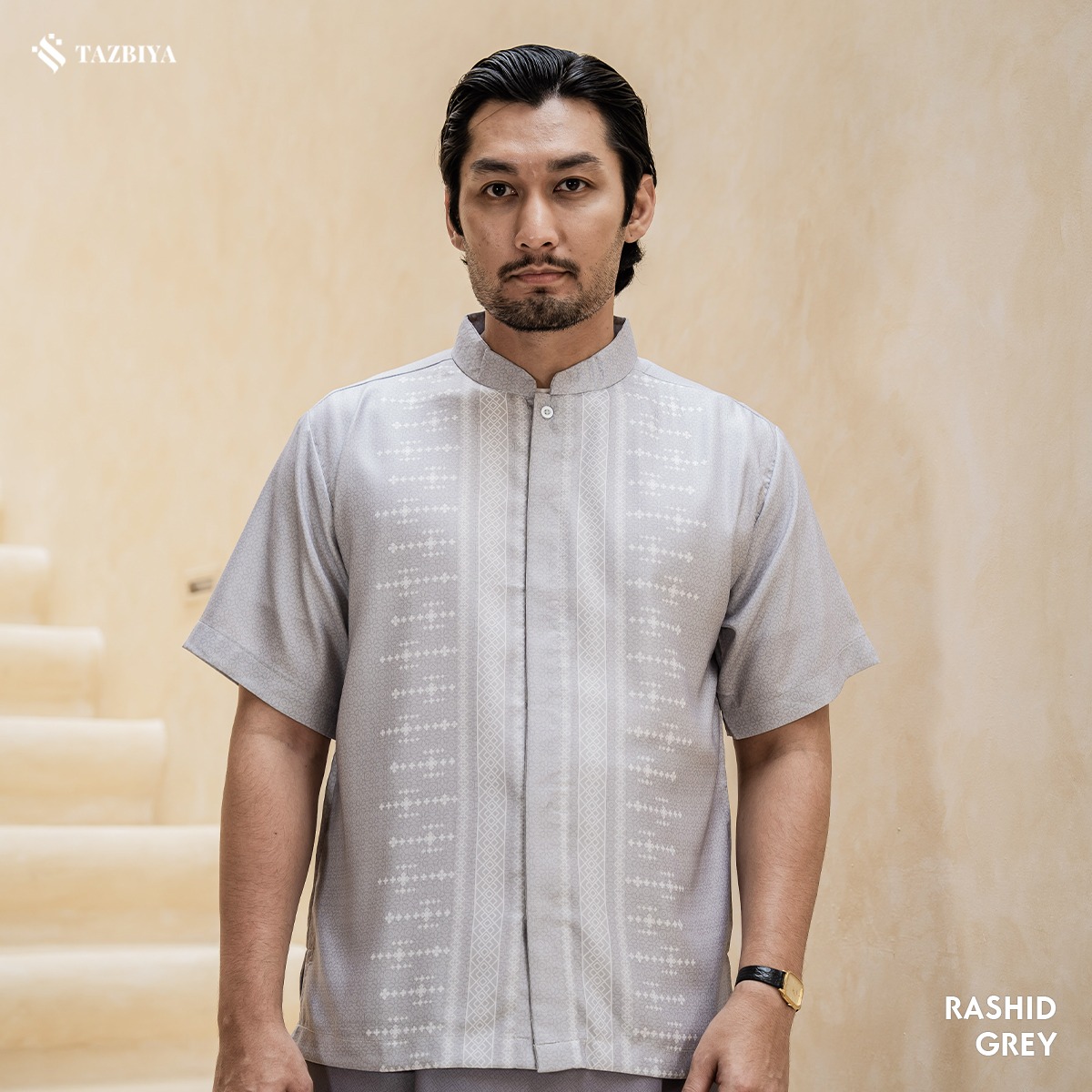 TAZBIYA KOKO DEWASA RASHID SERIES | KOKO LENGAN PENDEK MOTIF | KOKO PRIA DEWASA | KEMEJA MUSLIM DEWASA MODERN