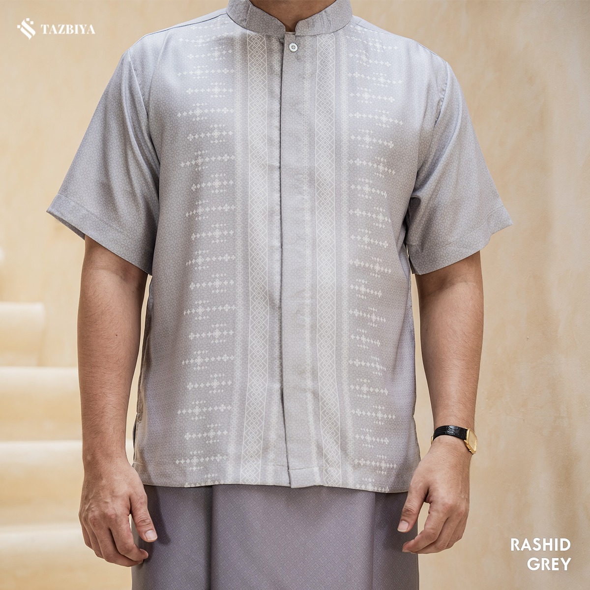 TAZBIYA KOKO DEWASA RASHID SERIES | KOKO LENGAN PENDEK MOTIF | KOKO PRIA DEWASA | KEMEJA MUSLIM DEWASA MODERN