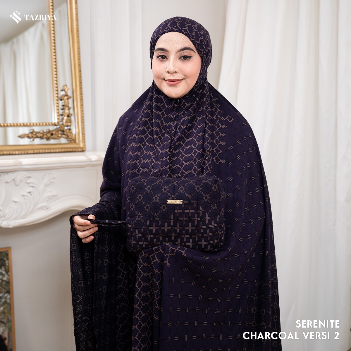 TAZBIYA SERENITE SERIES | MUKENA RAYON 2IN1 DEWASA MONOGRAM SERIES FREE SAJADAH