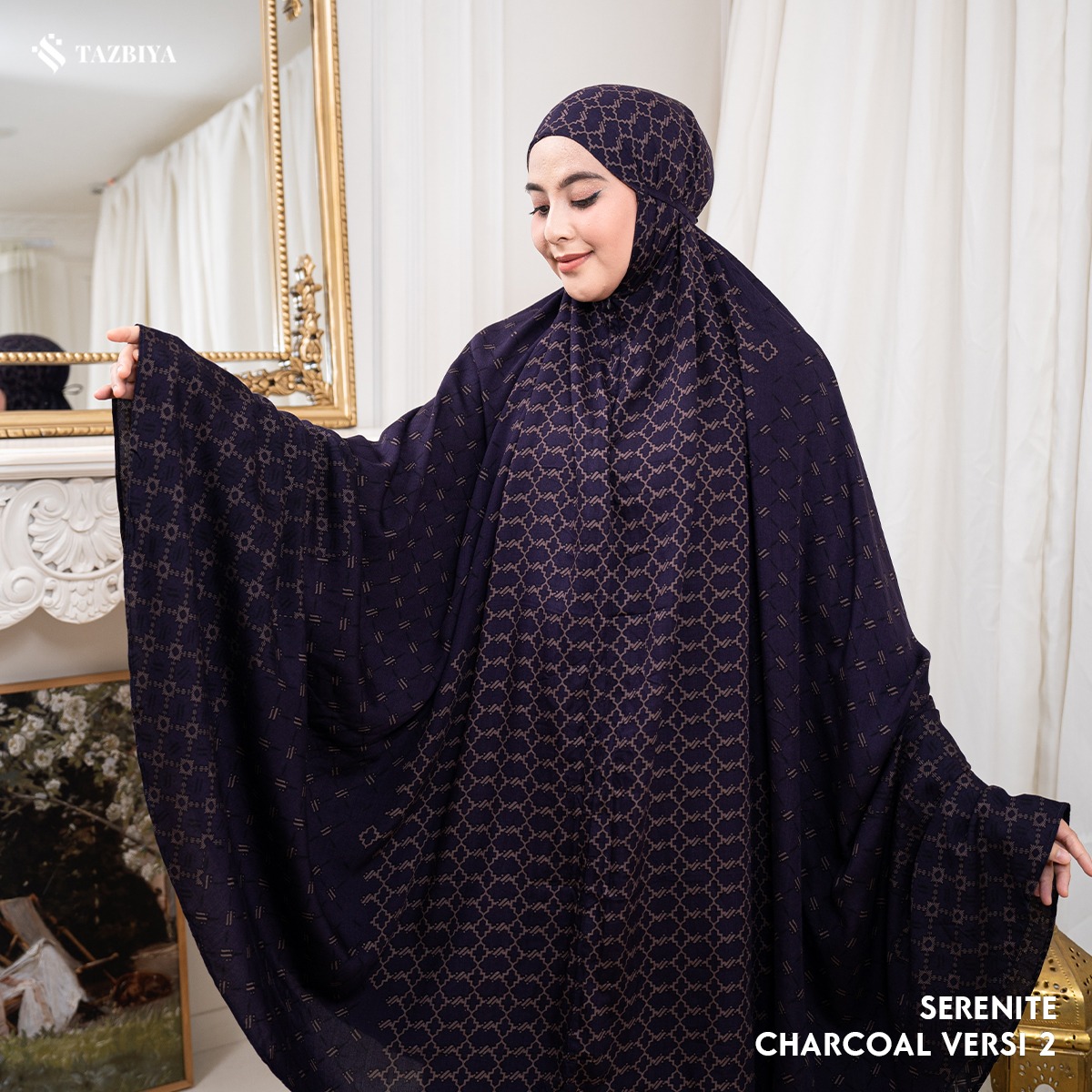 TAZBIYA SERENITE SERIES | MUKENA RAYON 2IN1 DEWASA MONOGRAM SERIES FREE SAJADAH