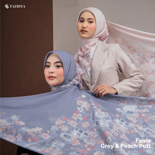 Image of TAZBIYA SCARF - FAIRIS SERIES I TAZBIYA HIJAB VOAL MOTIF JAHIT TEPI 