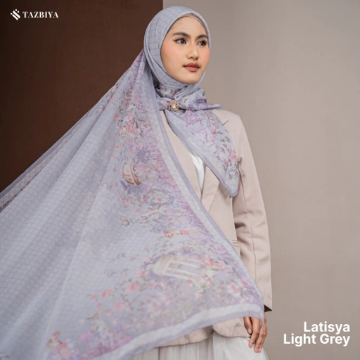 Image of TAZBIYA SCARF - LATISYA SERIES I TAZBIYA HIJAB VOAL MOTIF JAHIT TEPI 