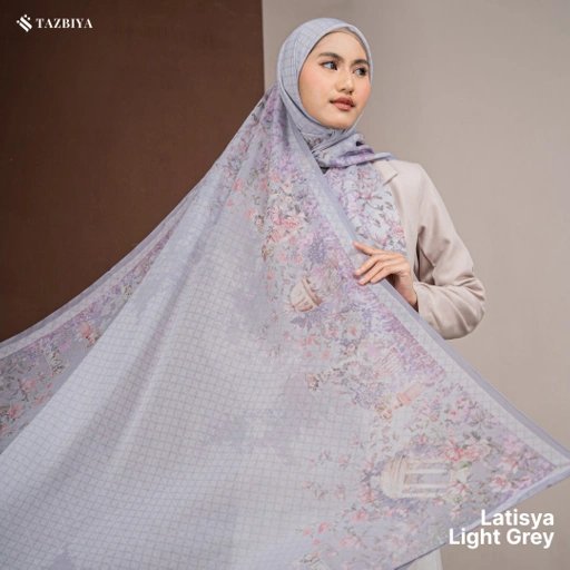 Image of TAZBIYA SCARF - LATISYA SERIES I TAZBIYA HIJAB VOAL MOTIF JAHIT TEPI 