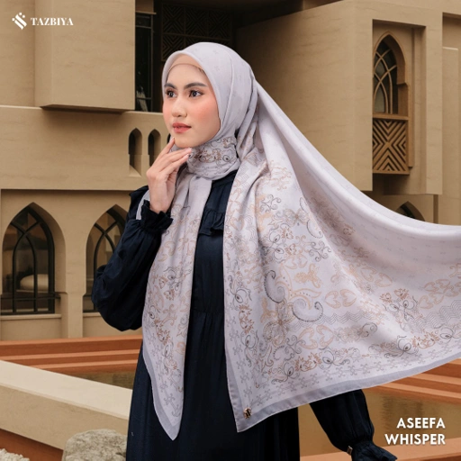 Image of TAZBIYA SCARF - ASEEFA SERIES I TAZBIYA HIJAB VOAL MOTIF JAHIT TEPI