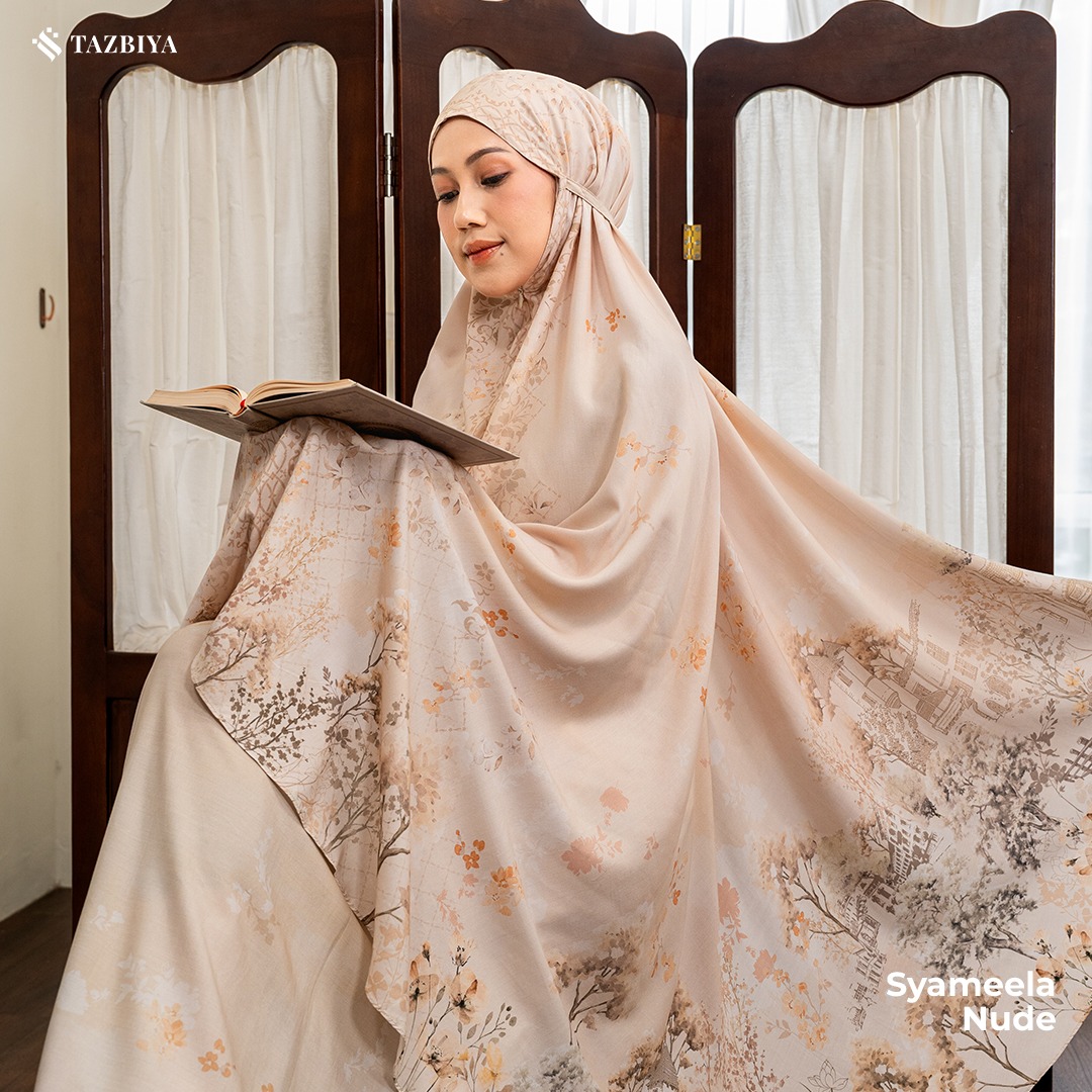TAZBIYA MUKENA PREMIUM RAYON WATERCOLOR SYAMEELA SERIES ALLSIZE