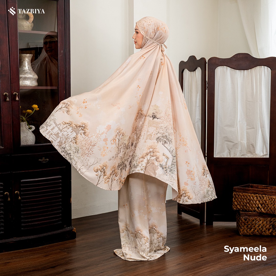 TAZBIYA MUKENA PREMIUM RAYON WATERCOLOR SYAMEELA SERIES ALLSIZE