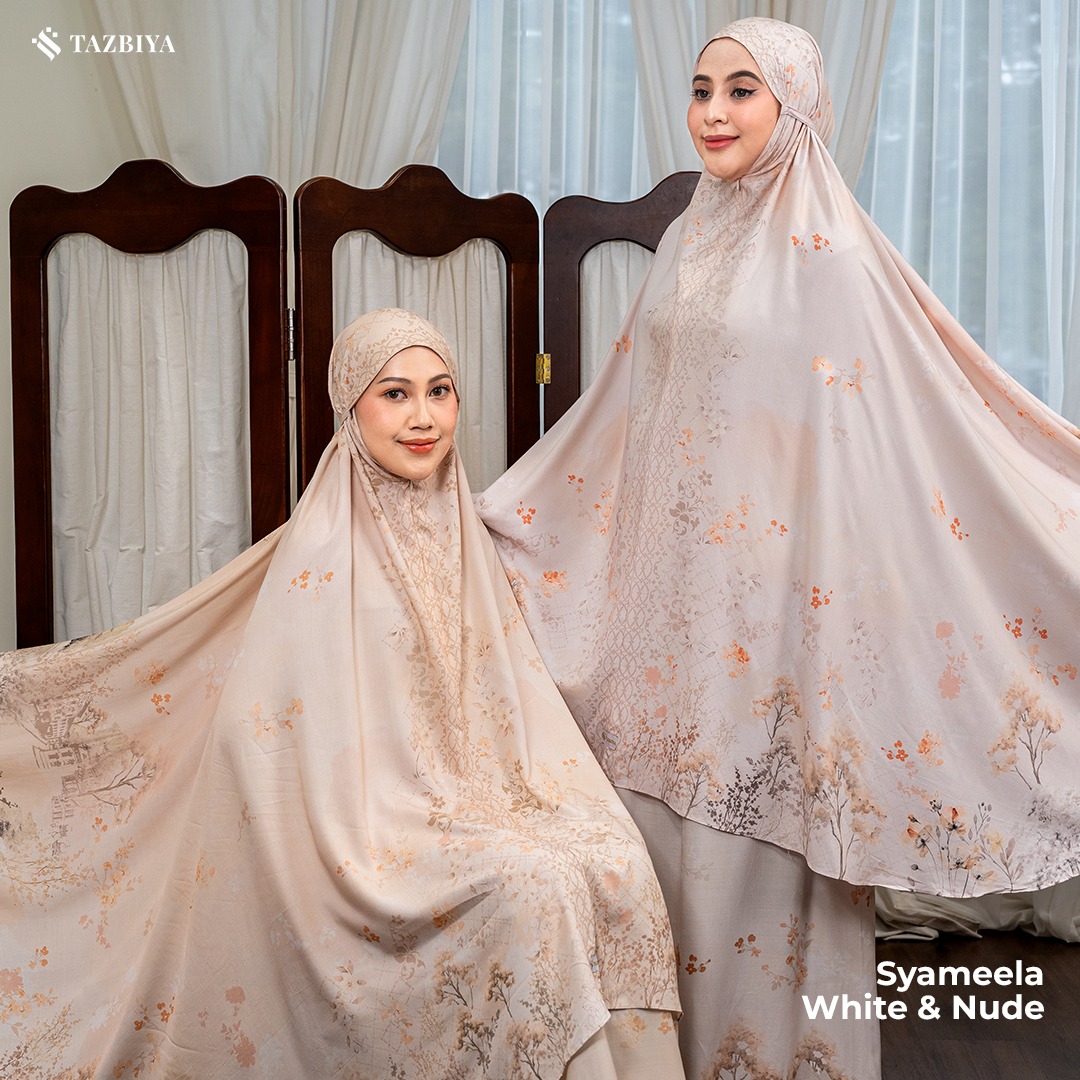 TAZBIYA MUKENA PREMIUM RAYON WATERCOLOR SYAMEELA SERIES ALLSIZE